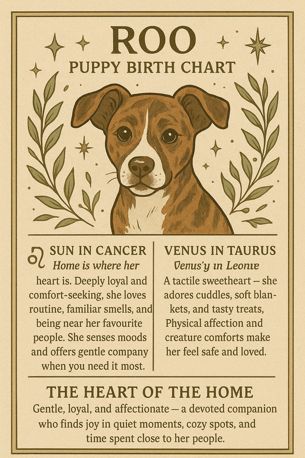 Personalised Puppy Birth Chart — Custom Pet Astrology Print